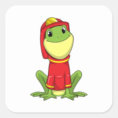 Frog as Firefighter with Helmet Square Sticker