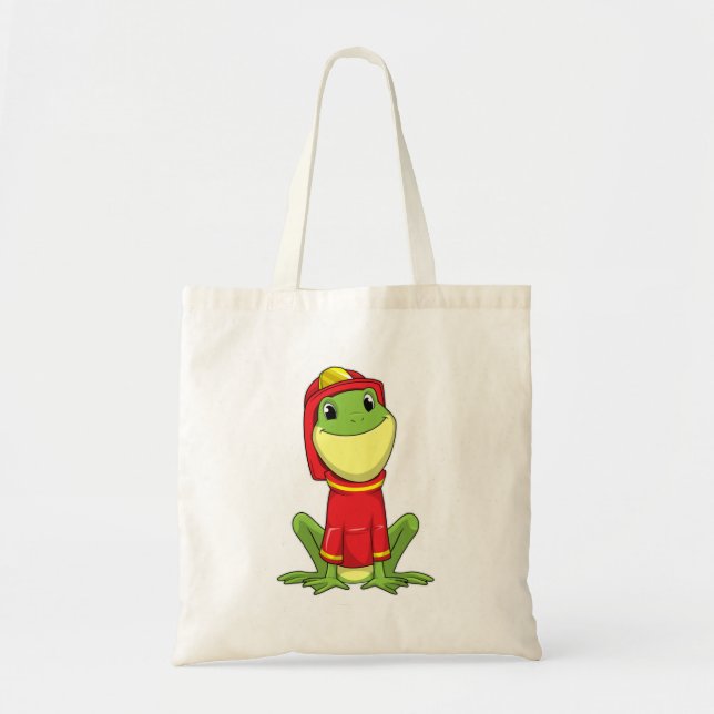Frog as Firefighter with Helmet Tote Bag (Front)