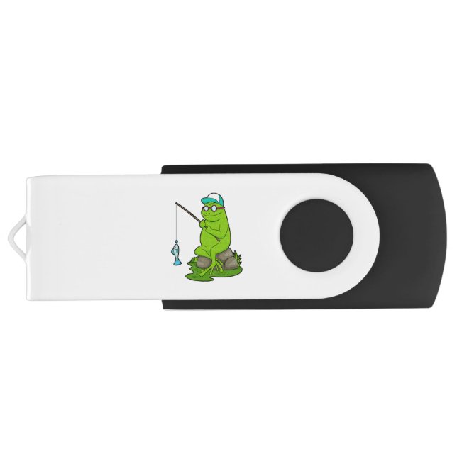 Frog as Fisher with Fishing rod & Fish Flash Drive (Back)