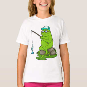 Frog as Fisher with Fishing rod & Fish T-Shirt
