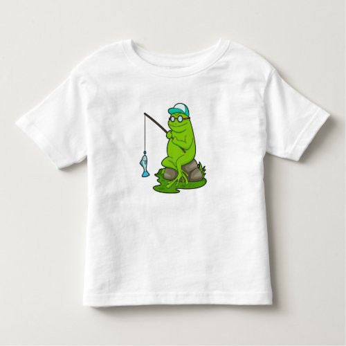 Frog as Fisher with Fishing rod  Fish Toddler T_shirt