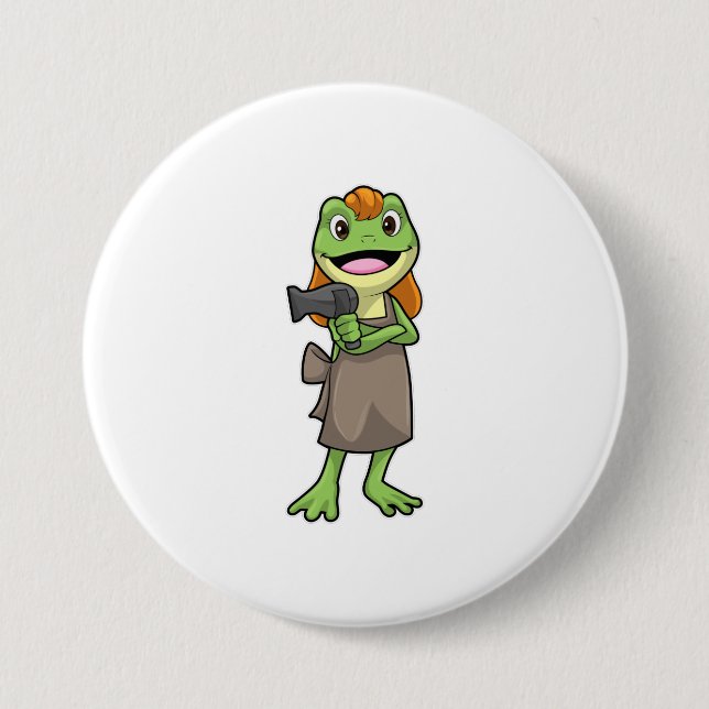 Frog as Hairdresser with Hairdryer Button (Front)