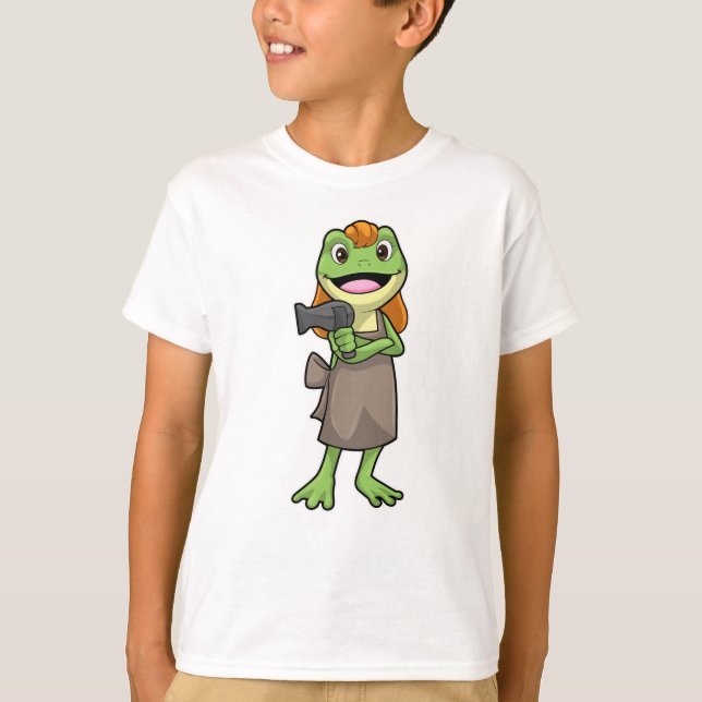 Frog as Hairdresser with Hairdryer T-Shirt (Front)