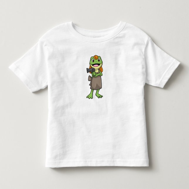 Frog as Hairdresser with Hairdryer Toddler T-shirt (Front)