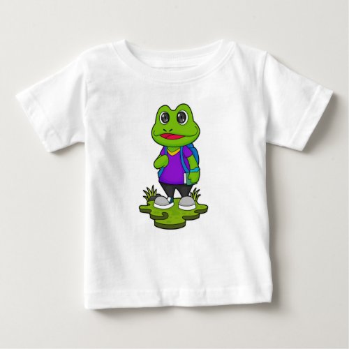 Frog as Hiker with Backpack Baby T_Shirt