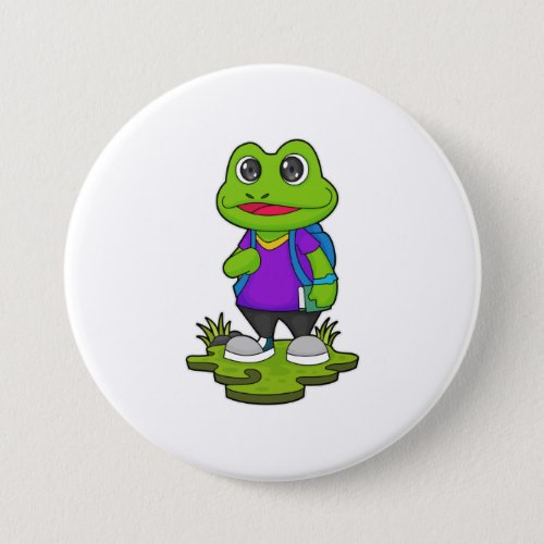 Frog as Hiker with Backpack Button