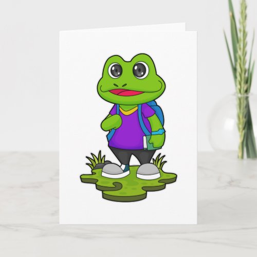 Frog as Hiker with Backpack Card