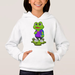 Frog as Hiker with Backpack Hoodie