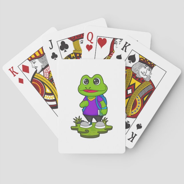 Frog as Hiker with Backpack Poker Cards (Back)
