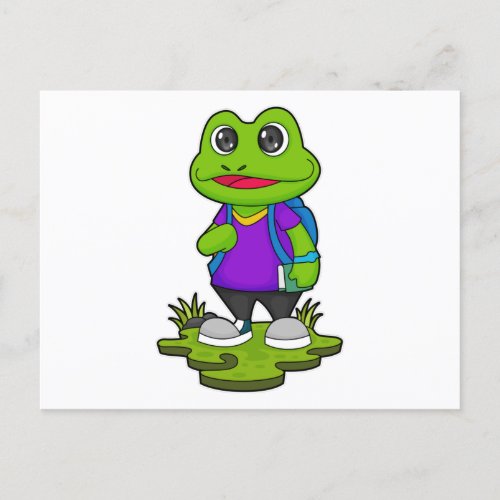 Frog as Hiker with Backpack Postcard