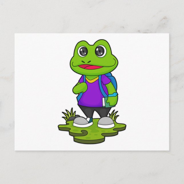 Frog as Hiker with Backpack Postcard (Front)