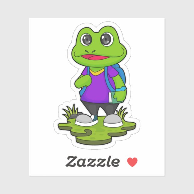 Frog as Hiker with Backpack Sticker (Sheet)