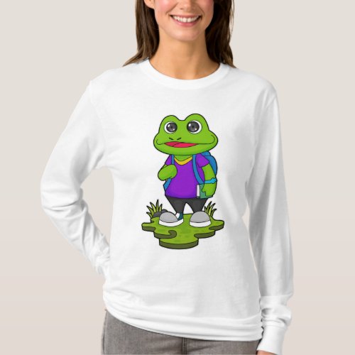 Frog as Hiker with Backpack T_Shirt