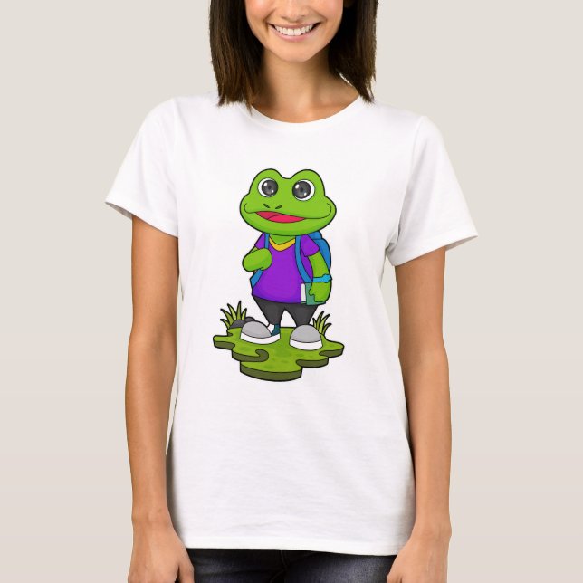 Frog as Hiker with Backpack T-Shirt (Front)
