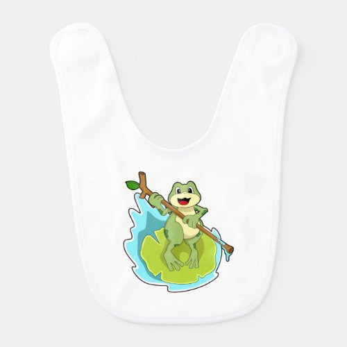 Frog as Hiker with Stick Baby Bib