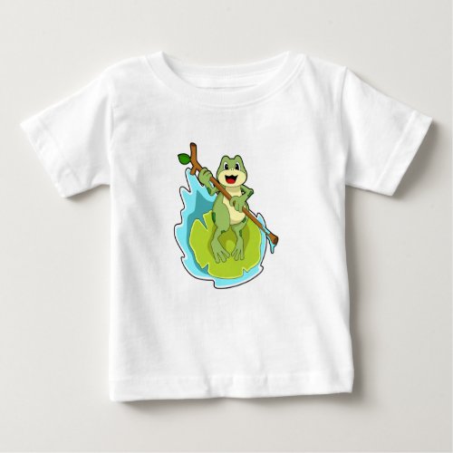 Frog as Hiker with Stick Baby T_Shirt
