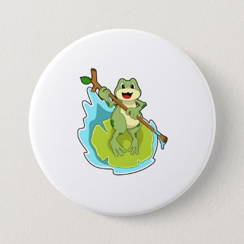 Frog as Hiker with Stick Button