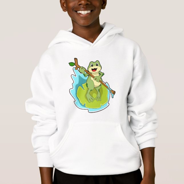 Frog as Hiker with Stick Hoodie (Front)