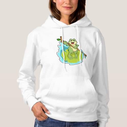 Frog as Hiker with Stick Hoodie