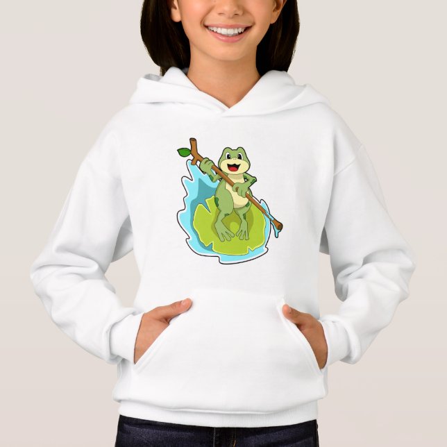 Frog as Hiker with Stick Hoodie (Front)