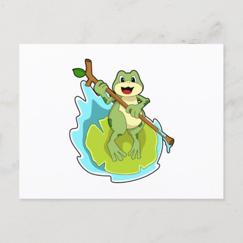 Frog as Hiker with Stick Postcard