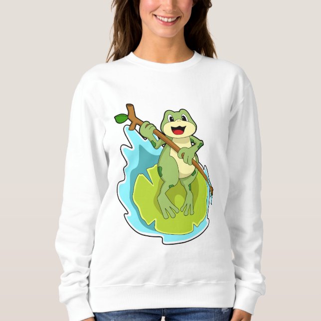Frog as Hiker with Stick Sweatshirt (Front)