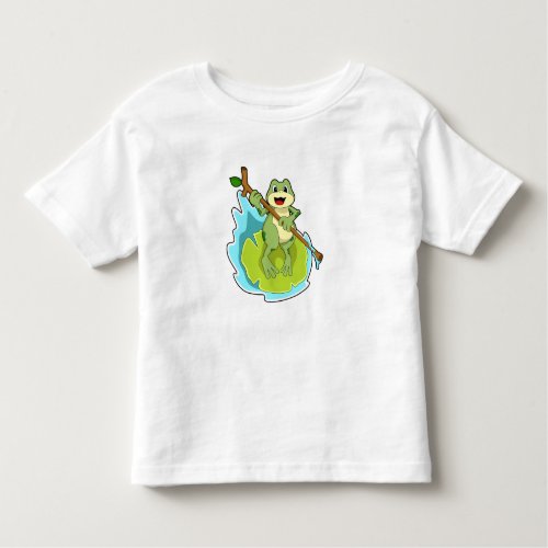 Frog as Hiker with Stick Toddler T_shirt