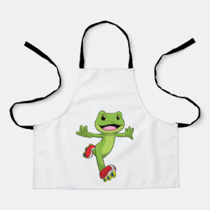 Frog as Inline skater with Roller skates Apron