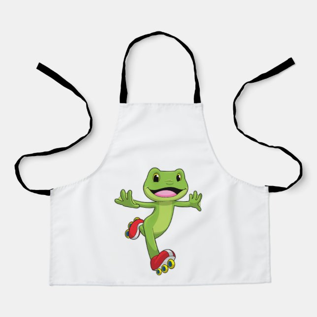 Frog as Inline skater with Roller skates Apron (Front)