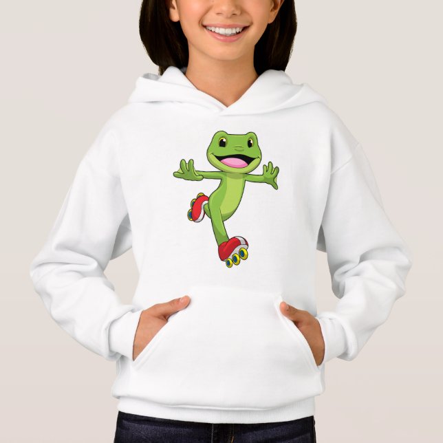 Frog as Inline skater with Roller skates Hoodie (Front)