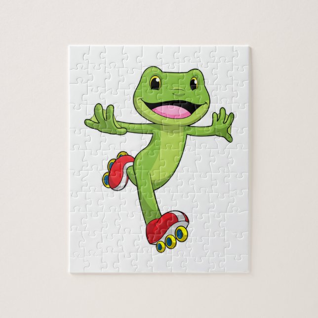 Frog as Inline skater with Roller skates Jigsaw Puzzle (Vertical)