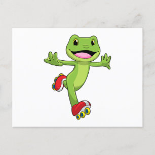 Frog as Inline skater with Roller skates Postcard