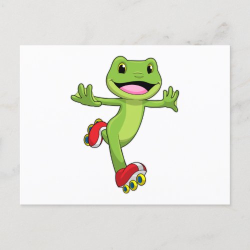 Frog as Inline skater with Roller skates Postcard