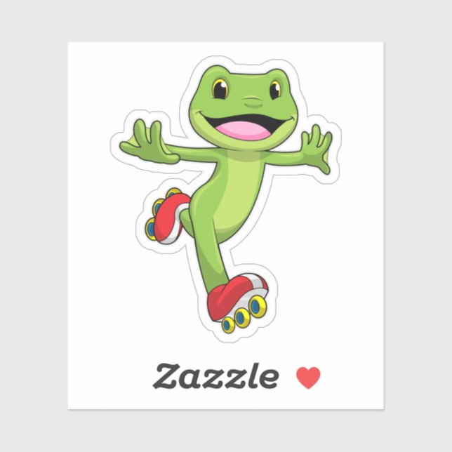 Frog as Inline skater with Roller skates Sticker (Sheet)