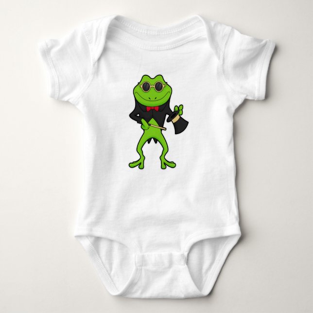 Frog as Magician with Magic wand & Hat Baby Bodysuit (Front)