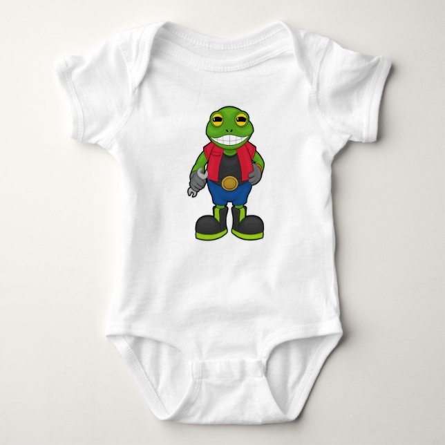 Frog as Mechanic with Spanner Baby Bodysuit (Front)