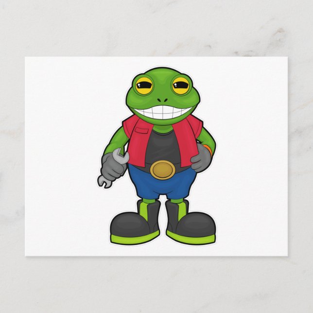 Frog as Mechanic with Spanner Postcard (Front)