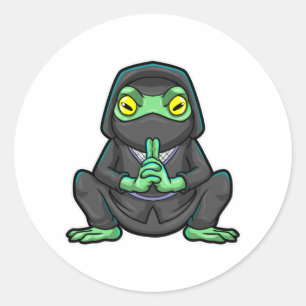 Frog as Ninja in black Classic Round Sticker
