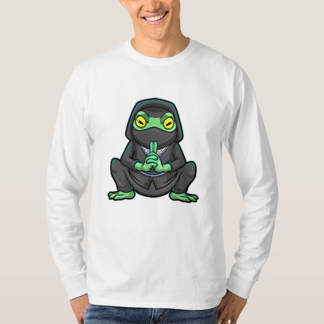 Frog as Ninja in black T-Shirt (Front)