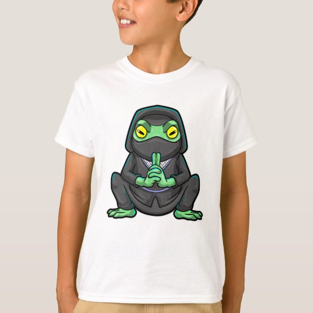 Frog as Ninja in black T-Shirt (Front)