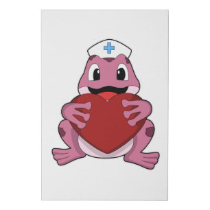 Frog as Nurse with Heart Faux Canvas Print