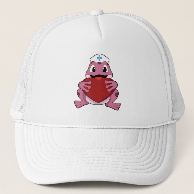 Frog as Nurse with Heart Trucker Hat (Front)