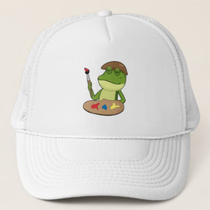 Frog as Painter with Brush & Paint Trucker Hat