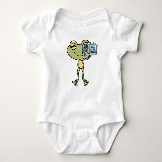 Frog as Photographer with Camera Baby Bodysuit (Front)