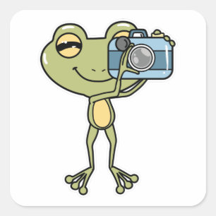 Frog as Photographer with Camera Square Sticker