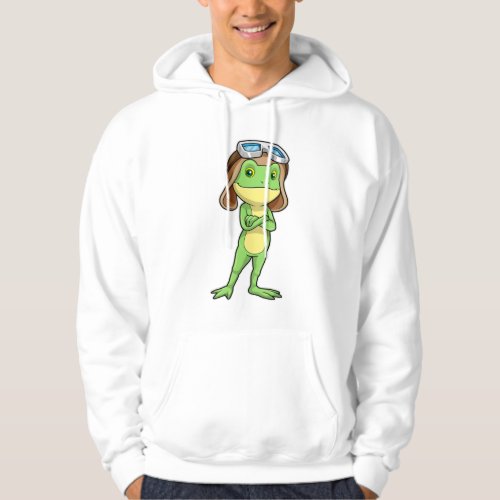 Frog as Pilot with Hat  Glasses Hoodie