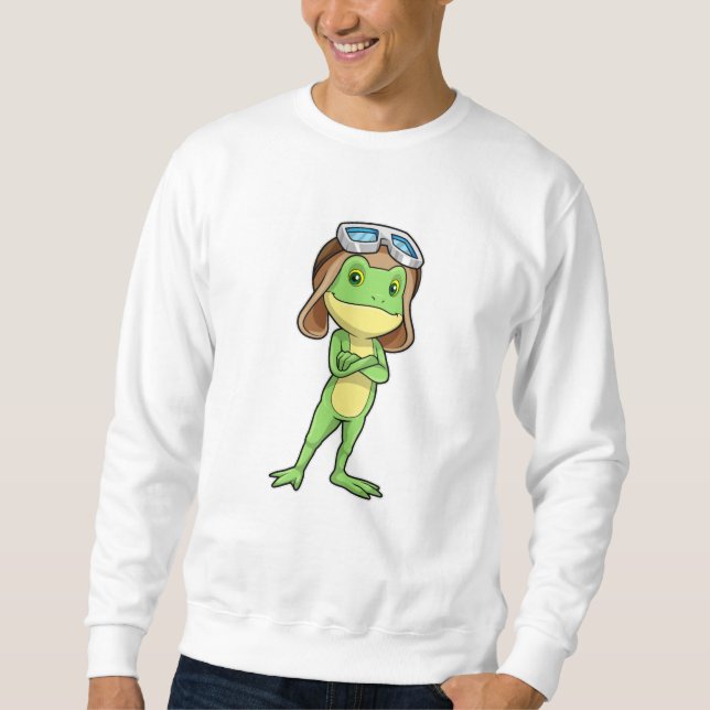 Frog as Pilot with Hat & Glasses Sweatshirt (Front)