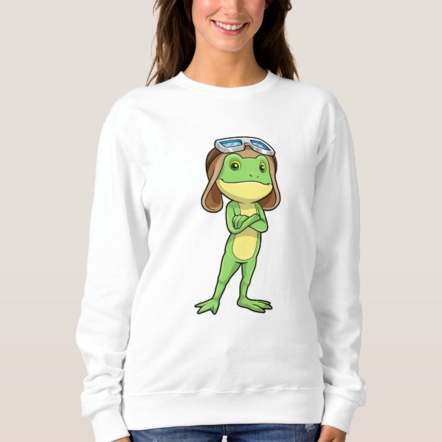 Frog as Pilot with Hat & Glasses Sweatshirt (Front)