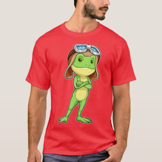 Frog as Pilot with Hat Glasses T-Shirt