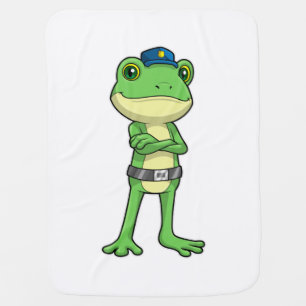 Frog as Police officer with Police hat Baby Blanket